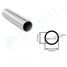 Alüminyum Boru Dış Çap 56mm X Et Kalınlık 2mm